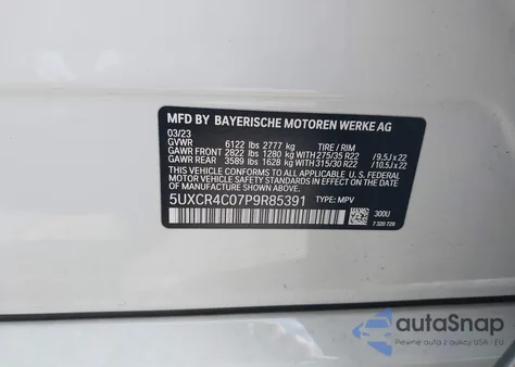 2023 BMW X5 Sdrive40I z USA, uszkodzony, nr VIN 5UXCR4C07P9R85391